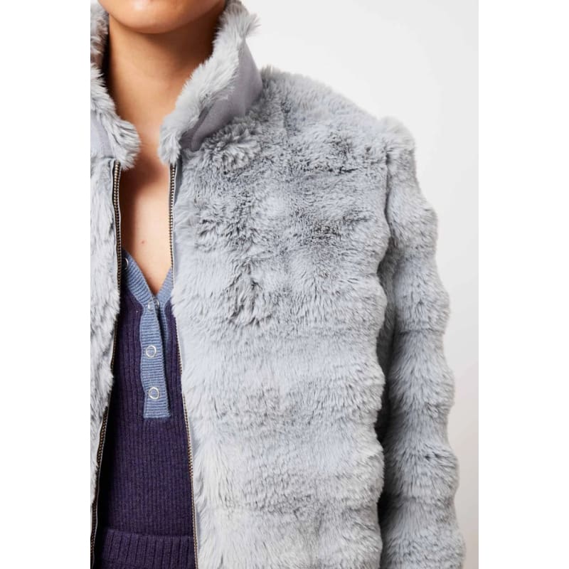 Stella Faux Fur Bomber Jacket | Ice Blue - Jackets