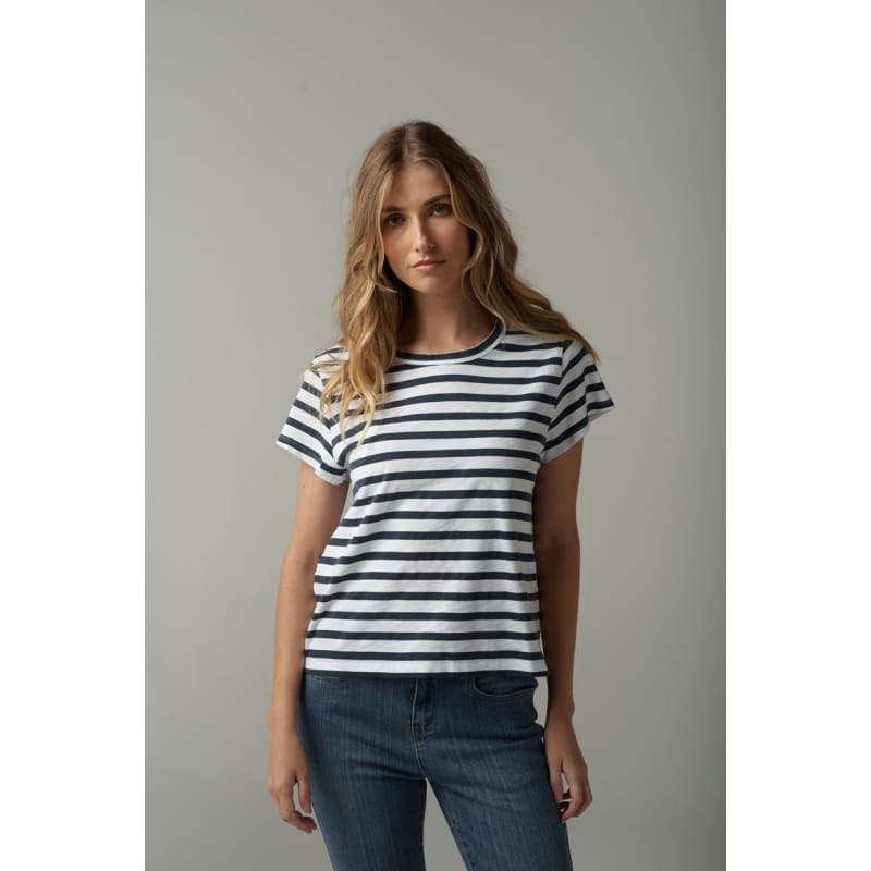 Stripe Basic Tee | White Parisian C1378-26 - Tops