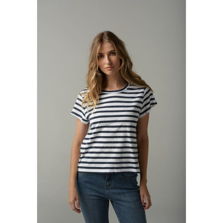 Stripe Basic Tee | White Parisian C1378-26 - Tops