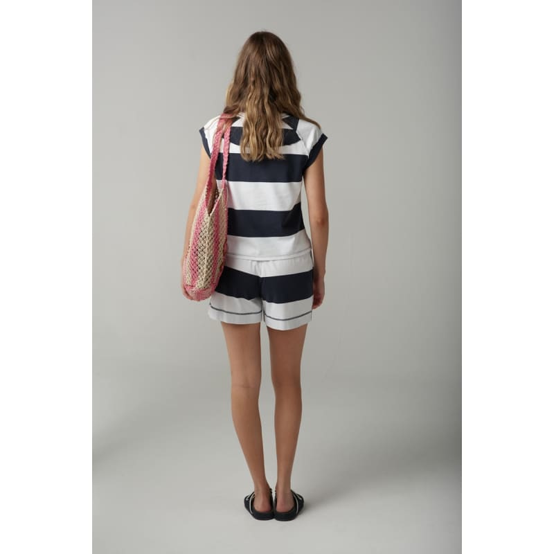 Stripe Cap Sleeve Raglan Tee | White & Parisian C1310-52 - Tops