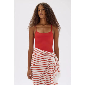 Stripe Cotton Sarong | Papaya & Cream - Bottoms