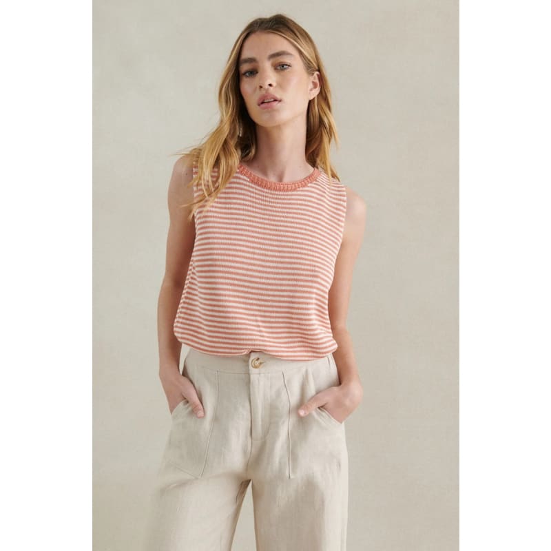 Stripe Spring Tank | Peach & White - Tops