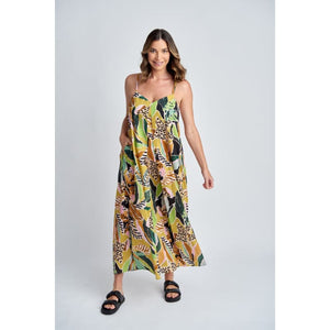 Summer Cotton Maxi Dress | Jungle Print C1617-33L-S24 - Dress