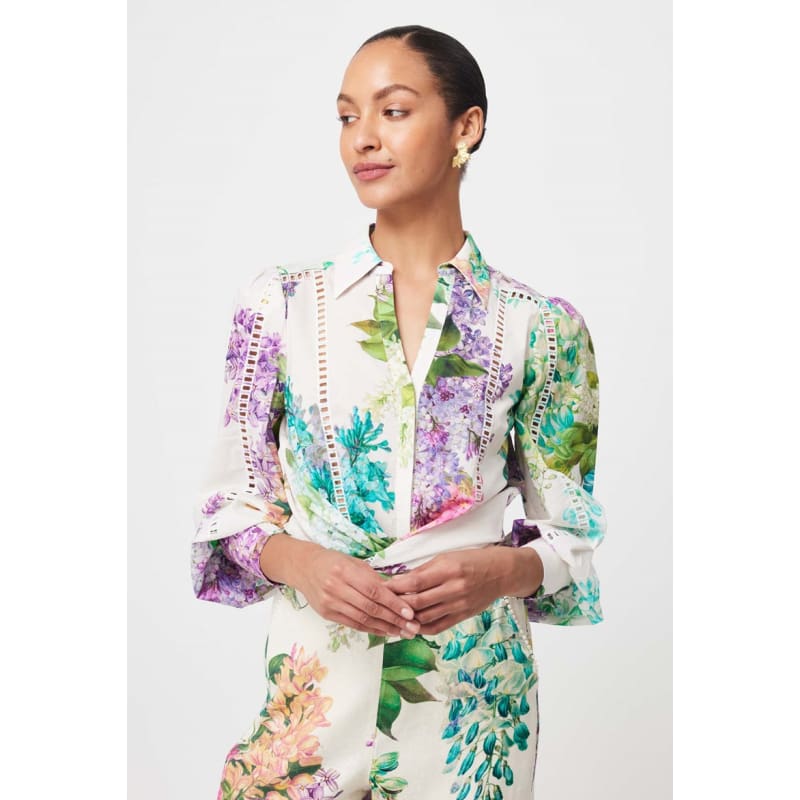 Swanson Embroidered Cotton Voile Shirt | Wisteria Alba - Tops