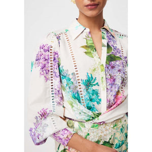 Swanson Embroidered Cotton Voile Shirt | Wisteria Alba - Tops