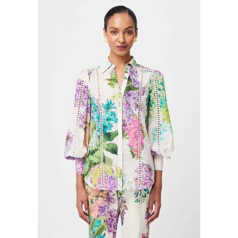 Swanson Embroidered Cotton Voile Shirt | Wisteria Alba - Tops