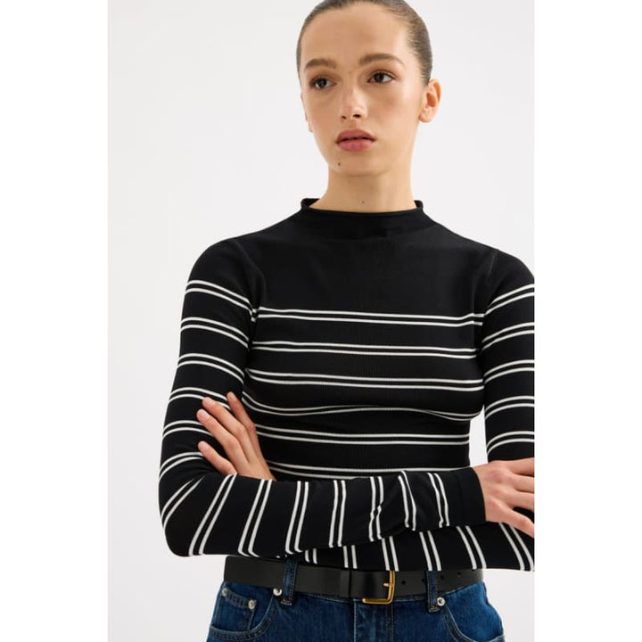 Tabi Sheer Knit | Black Stripe - Tops