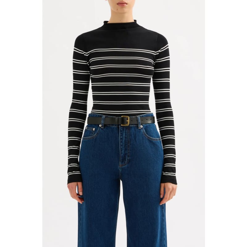 Tabi Sheer Knit | Black Stripe - Tops