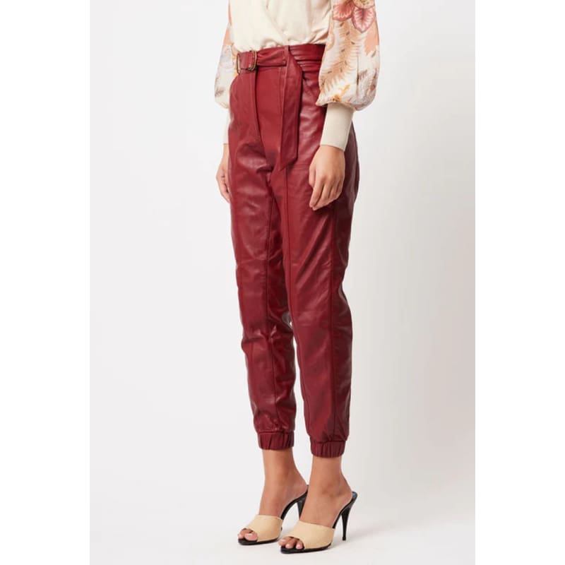 Tallitha Leather Pant| Scarlet - Bottoms