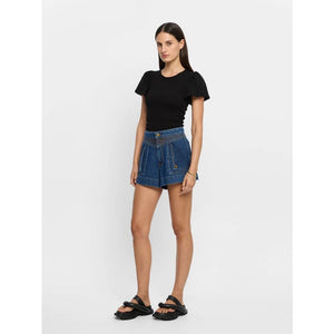 Tallullah Crochet Edge Tee | Black - Tops