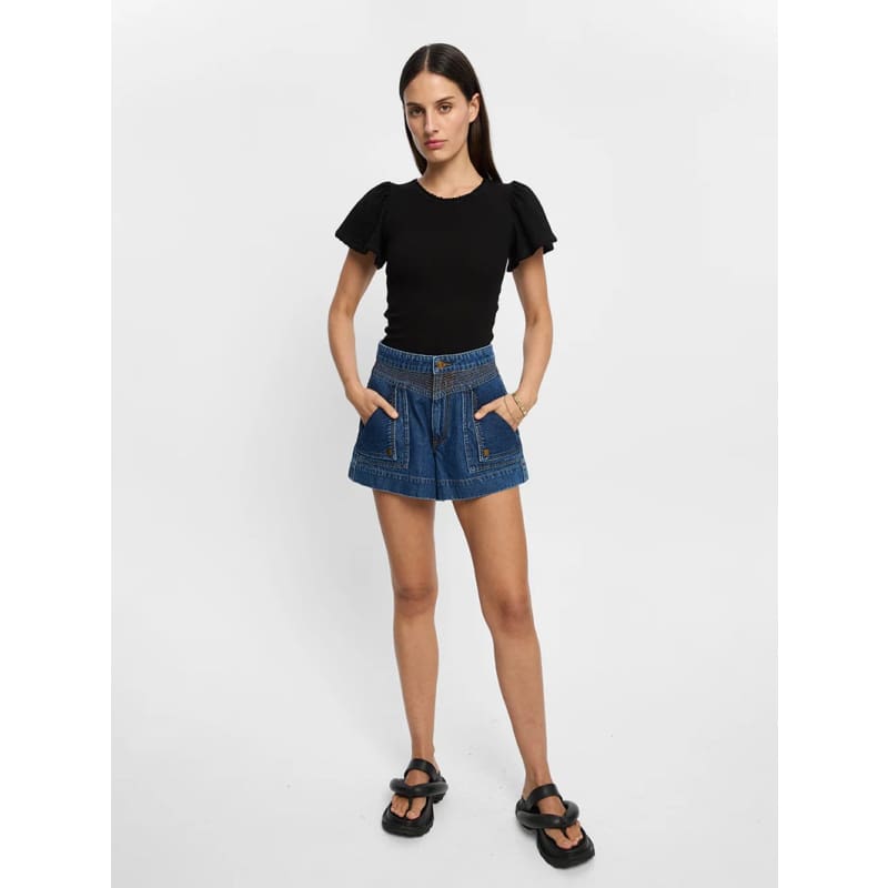 Tallullah Crochet Edge Tee | Black - Tops