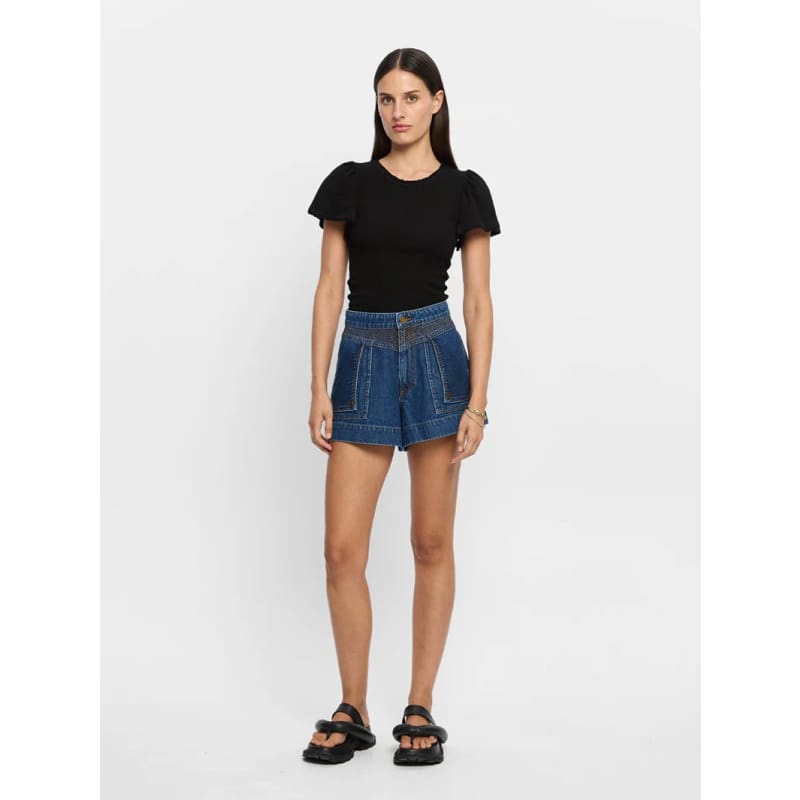 Tallullah Crochet Edge Tee | Black - Tops