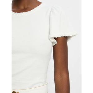 Tallullah Crochet Edge Tee | Ivory - Tops