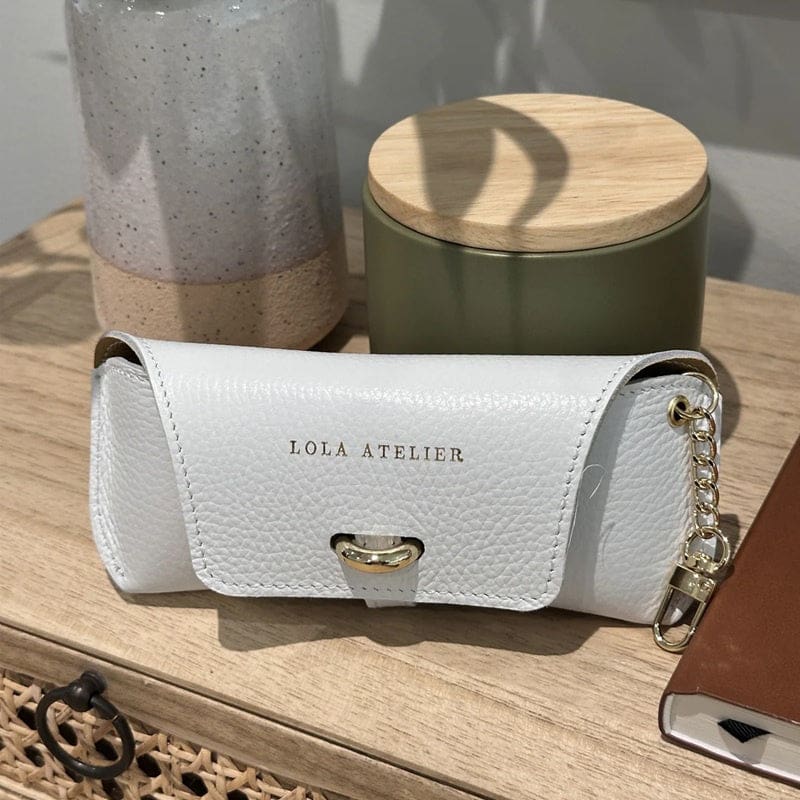 Tascano Shell Leather Glasses Case | Ivory - Accessories