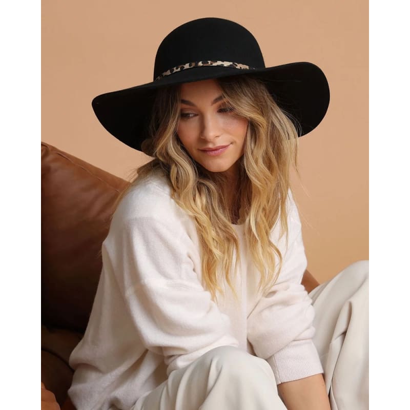 Teagan Wool Felt Floppy Hat | Black - Accessories