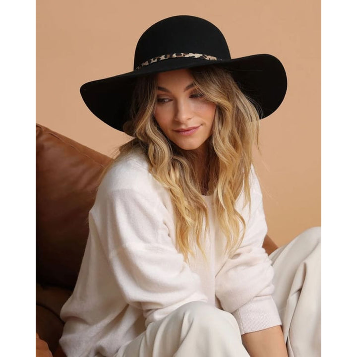 Teagan Wool Felt Floppy Hat | Black - Accessories