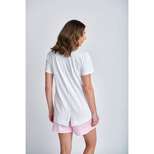 Tee With Back Seam | White C1379 - Tops