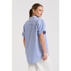 The Annie Shirt | Mid Blue Stripe - Tops