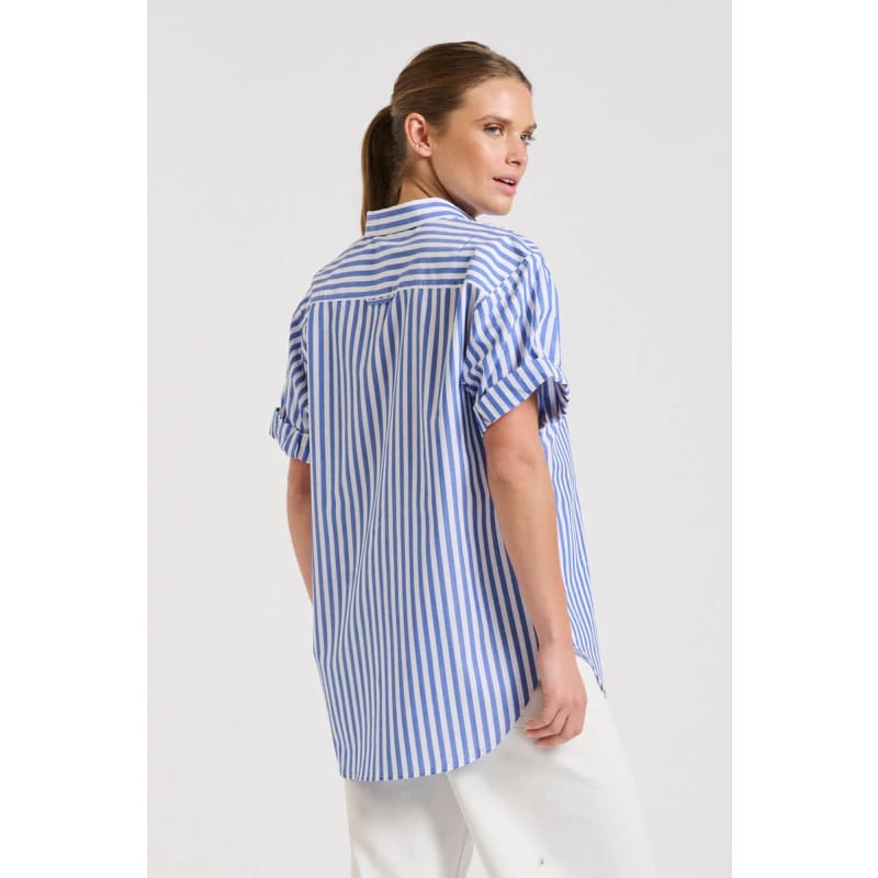 The Annie Shirt | Mid Blue Stripe - Tops