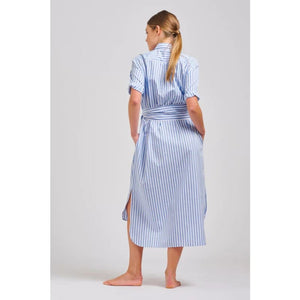 The Annie Short Sleeve Shirt Dress | Pale Blue Stripe