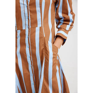 The Blaze Dress | Azure Cigar Stripe - Dress
