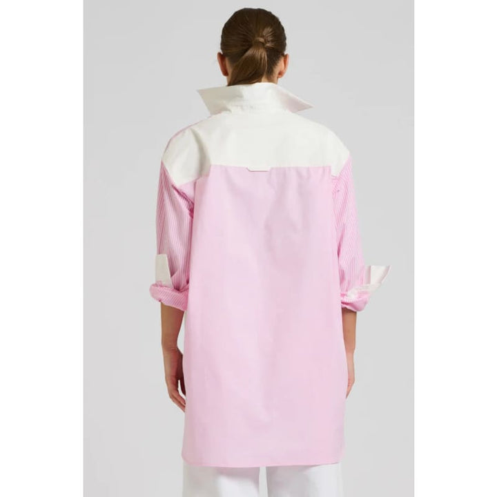 The Boyfriend Bib Oversize Shirt | Pink Combo - Tops