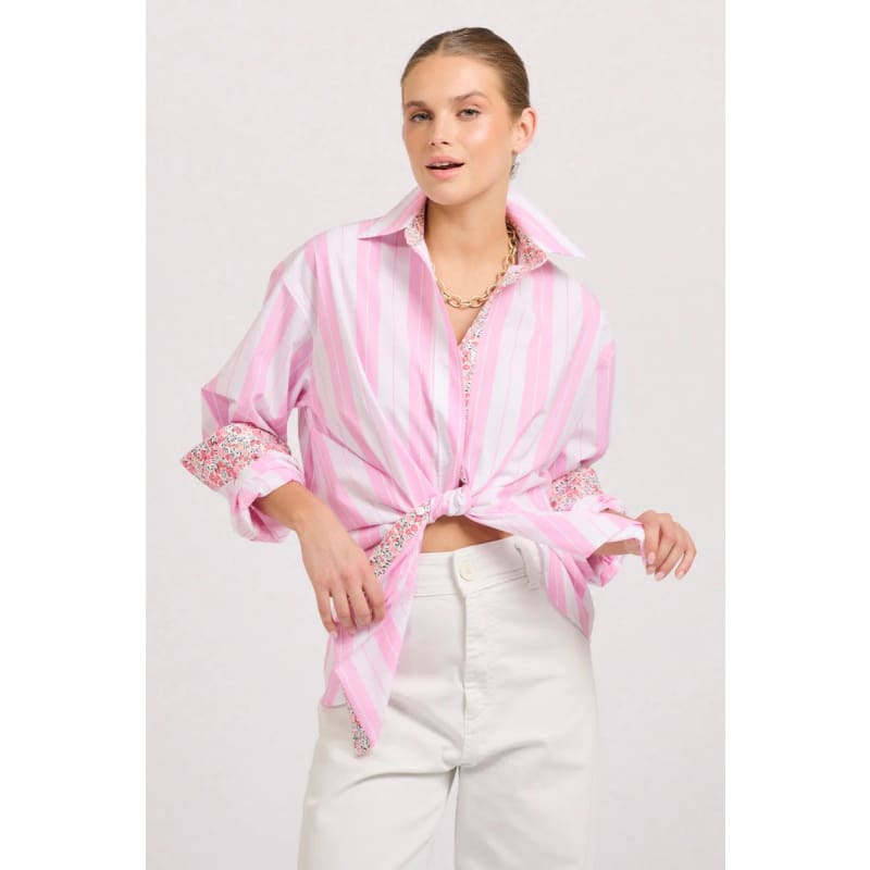 The Boyfriend Overfriend Shirt | Floral Pink Combo - Tops