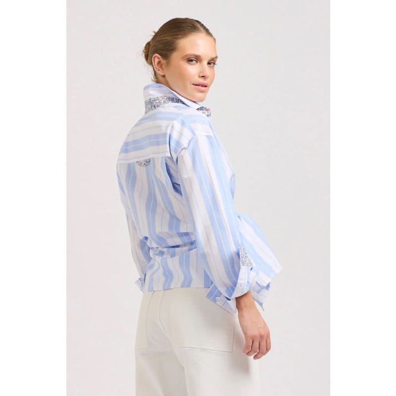 The Boyfriend Oversized Shirt | Floral Blue Combo - Tops