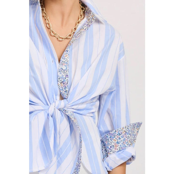 The Boyfriend Oversized Shirt | Floral Blue Combo - Tops