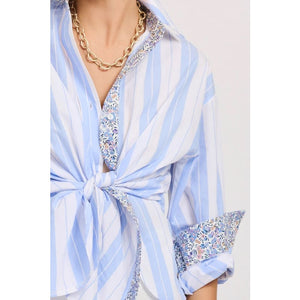 The Boyfriend Oversized Shirt | Floral Blue Combo - Tops