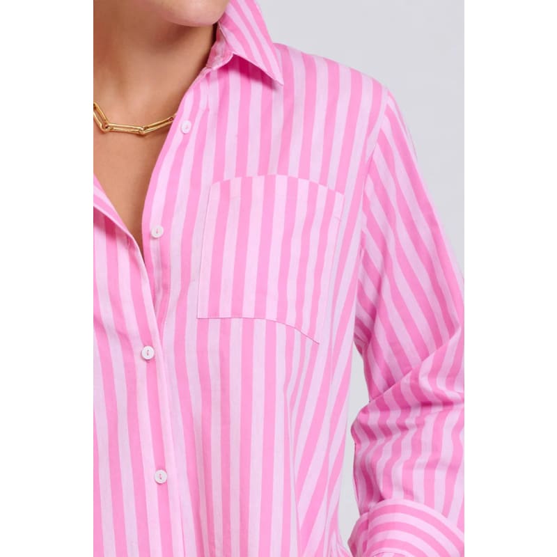 The Classic Shirt Dress | Double Pink Stripe - Dress