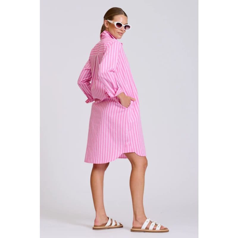 The Classic Shirt Dress | Double Pink Stripe - Dress