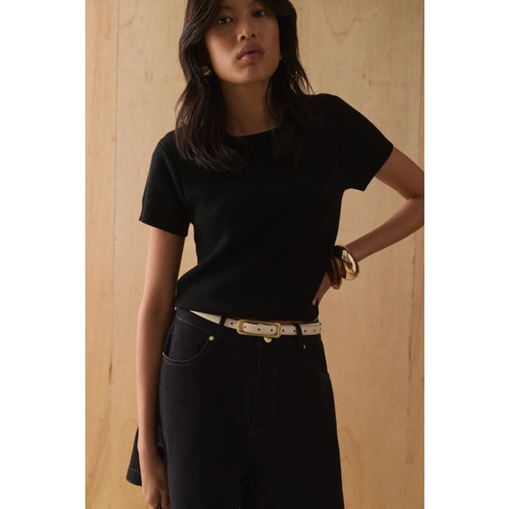 The Emi Knit Tee | Noir - Tops
