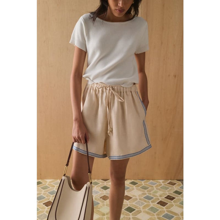 The Emi Knit Tee | White - Tops