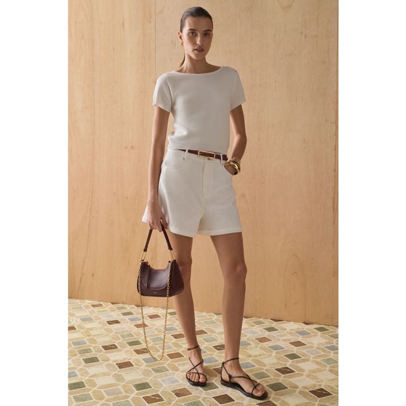 The Emi Knit Tee | White - Tops