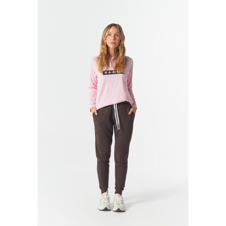 The Feature Raglan Tee | Pink A Boo & Chocolate - Tops