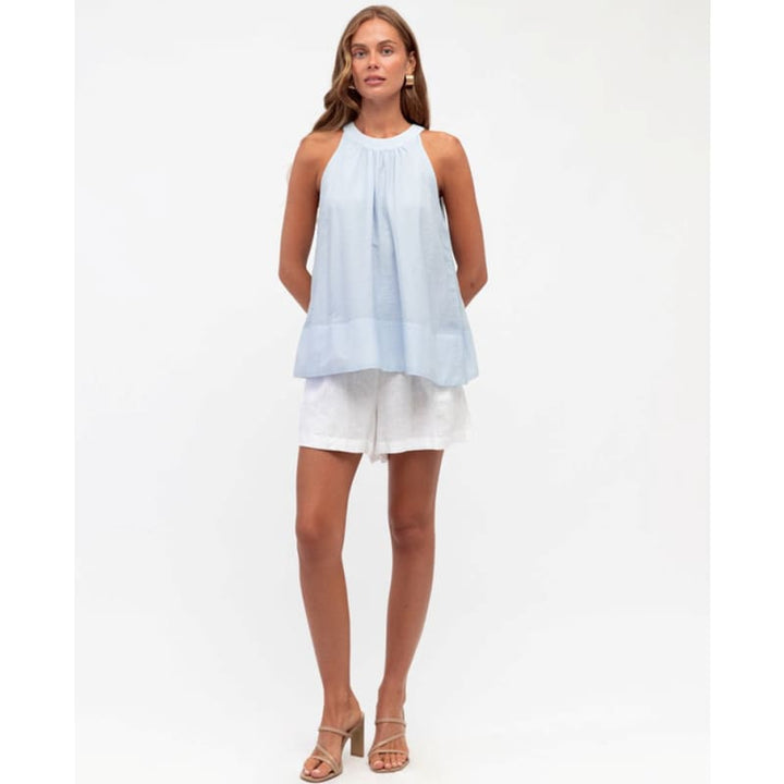 The Grace Gathered Top | Blue - Tops