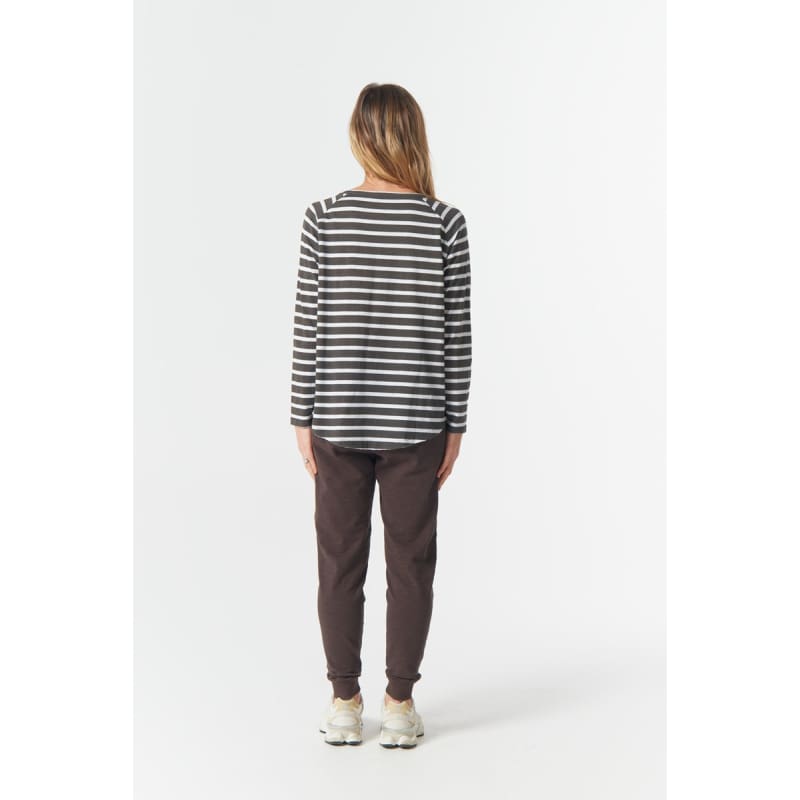 The Hero Stripe Raglan Tee | White & Chocolate C1214-56 - Tops