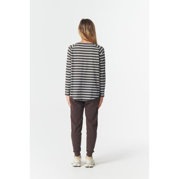 The Hero Stripe Raglan Tee | White & Chocolate C1214-56 - Tops