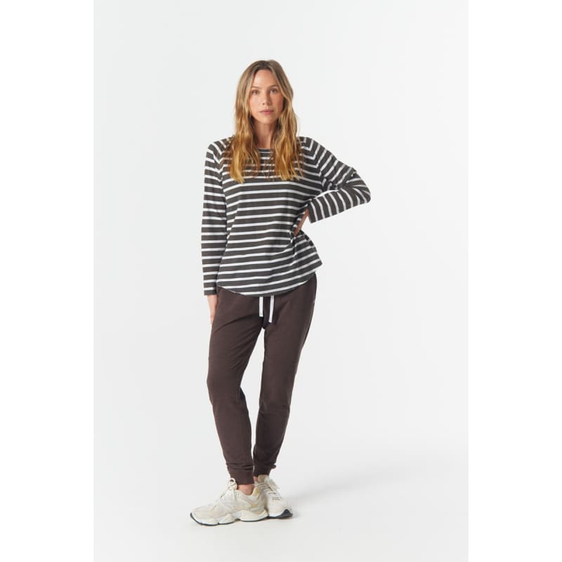 The Hero Stripe Raglan Tee | White & Chocolate C1214-56 - Tops
