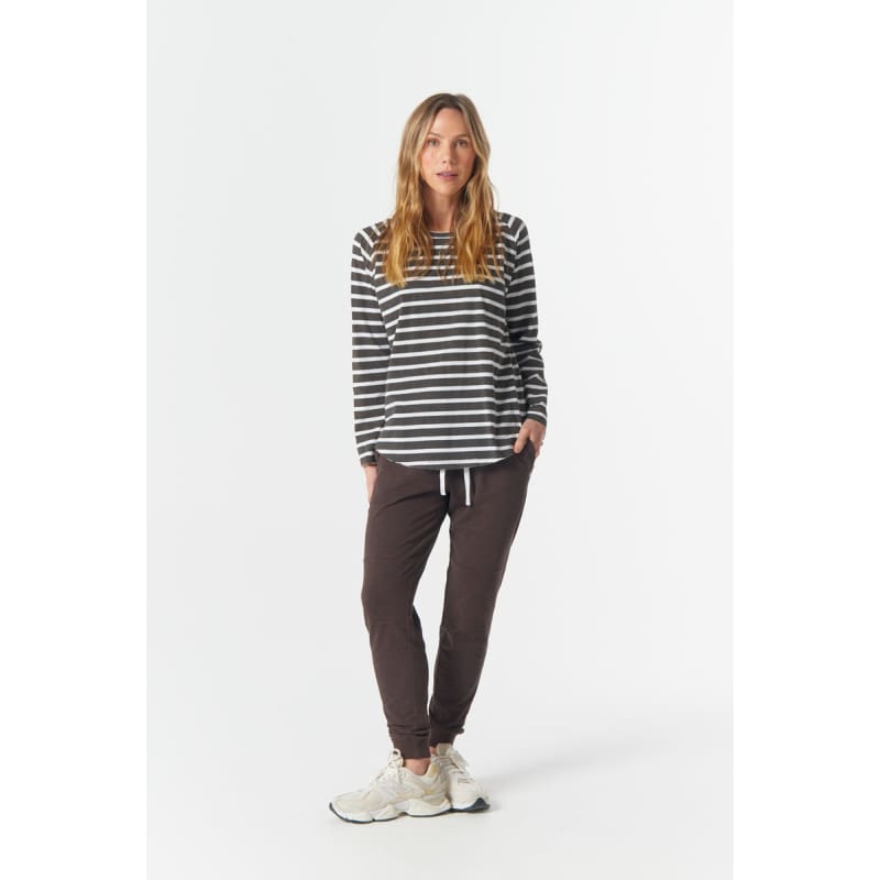 The Hero Stripe Raglan Tee | White & Chocolate C1214-56 - Tops