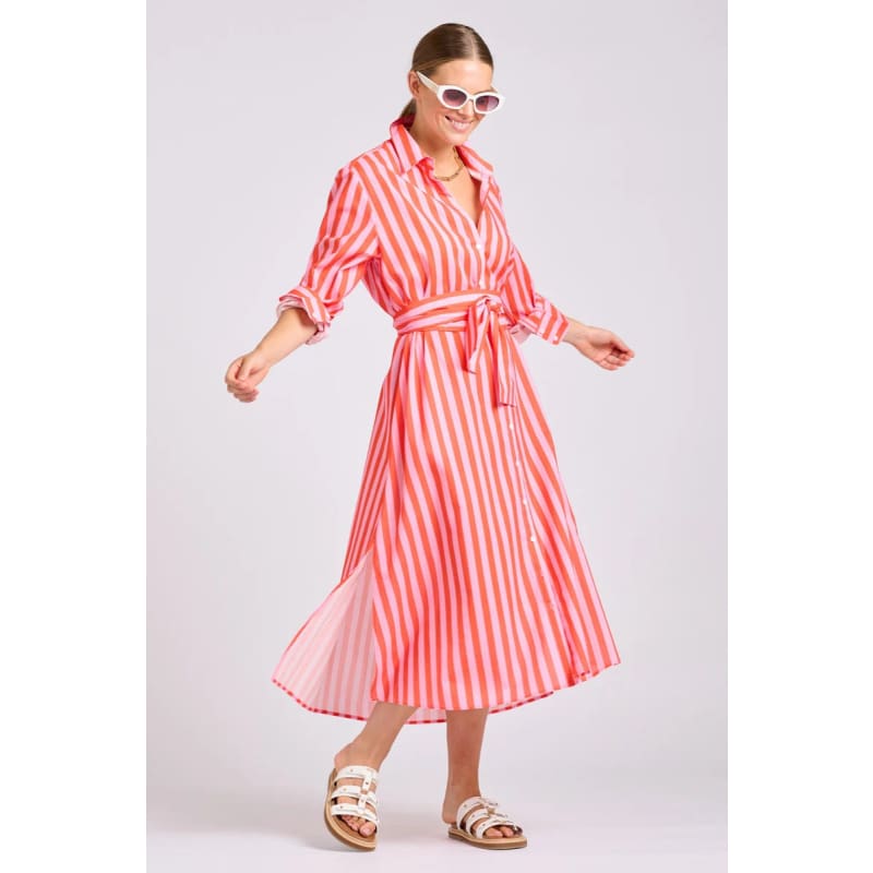 The Luna Dress | Pink Papaya Stripe - Dress