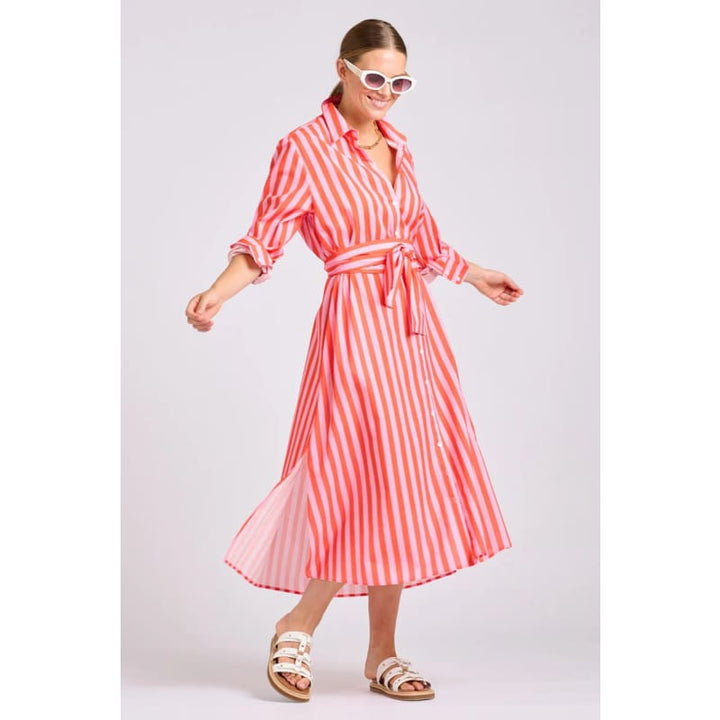 The Luna Dress | Pink Papaya Stripe - Dress