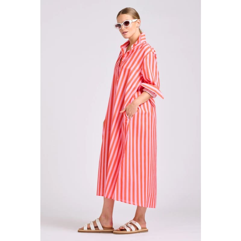The Luna Dress | Pink Papaya Stripe - Dress