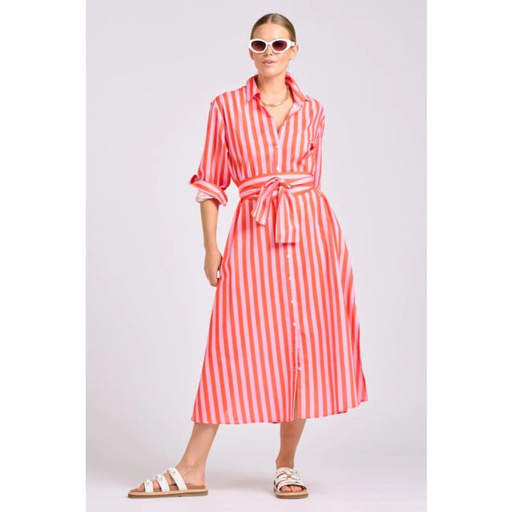 The Luna Dress | Pink Papaya Stripe - Dress