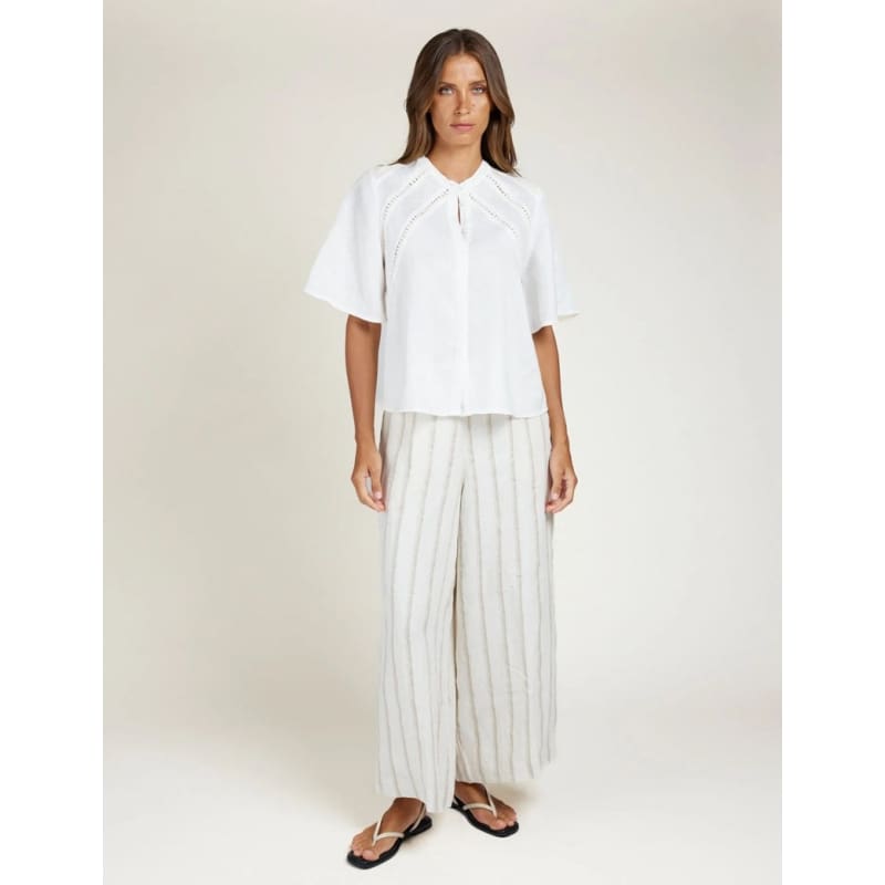 The Palazzo Pant | Taupe Stripe - Bottoms