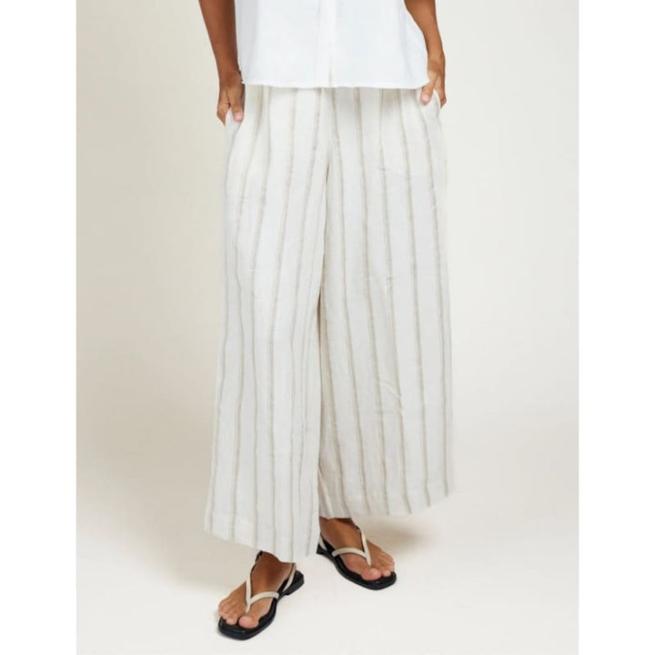 The Palazzo Pant | Taupe Stripe - Bottoms