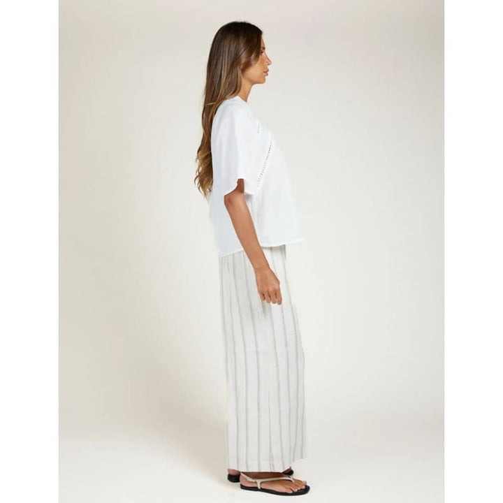 The Palazzo Pant | Taupe Stripe - Bottoms