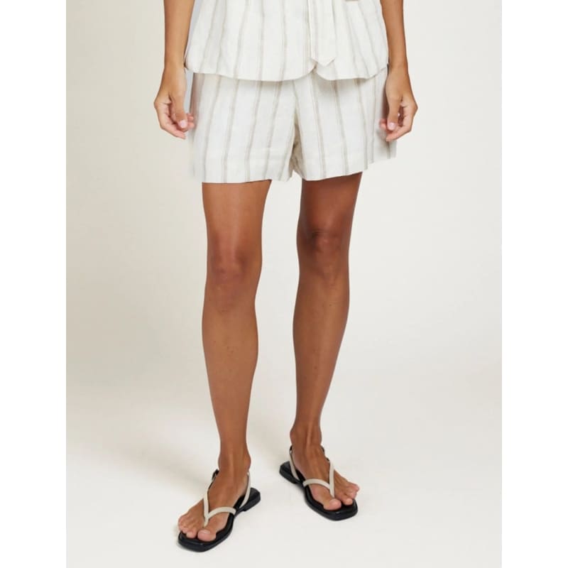 The Palazzo Short | Taupe Stripe - Bottoms