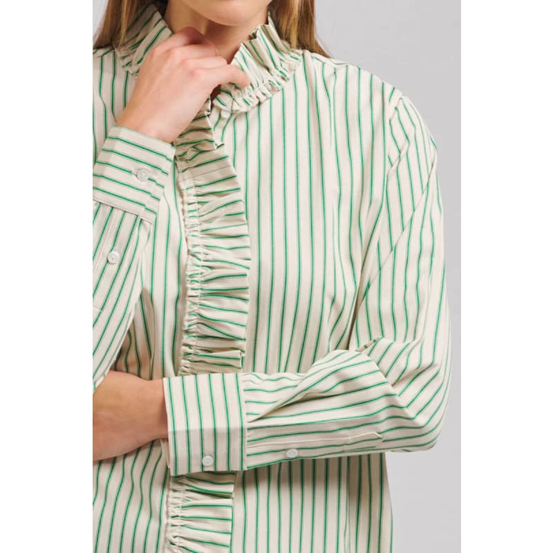 The Piper Classic Cotton Shirt | Emerald Stripe - Tops